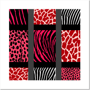 Red Mixed Animal Print Posters and Art